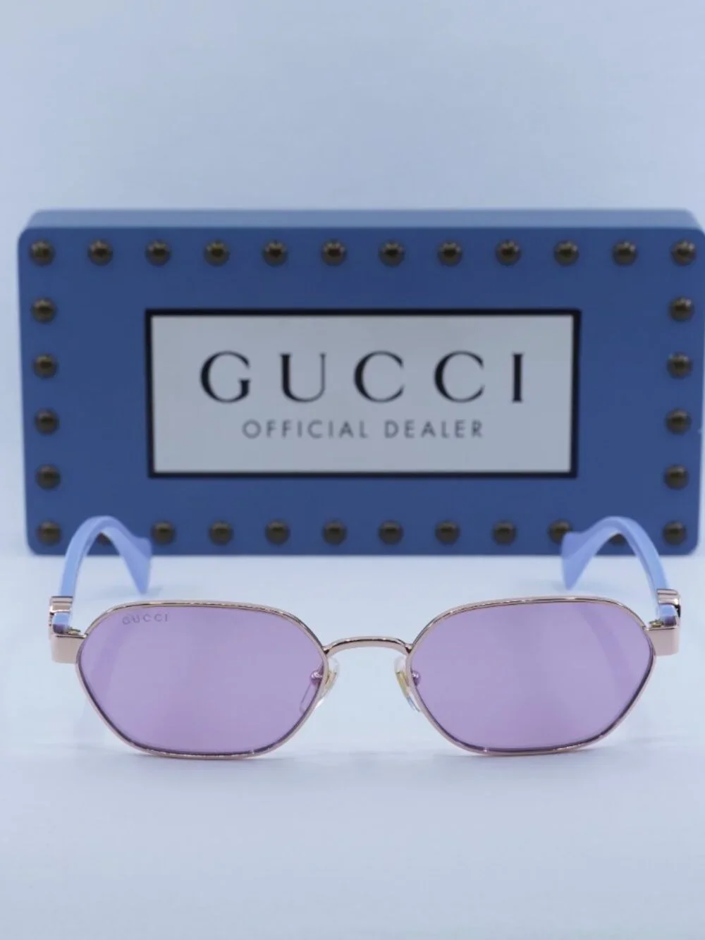 Gucci GG1593S 004 Oval Sunglasses - Rose Gold/Lilac with Flash Electric